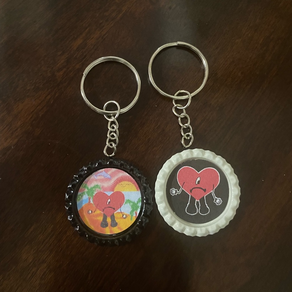 Bad Bunny Bottle Cap Keychains